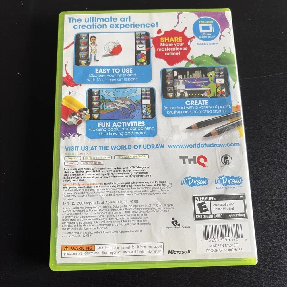 uDraw Studio Instant Artist (Microsoft Xbox 360) CIB Complete Tested & Working
